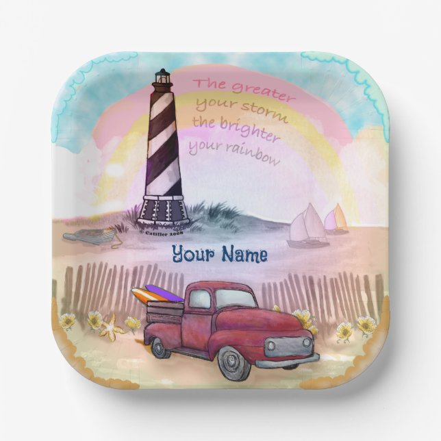 Stormy Lighthouse Truck Pappteller (Vorderseite)