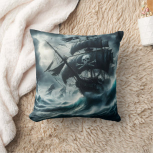 Stormy Night auf einem Piratenschiff, das das Meer Kissen