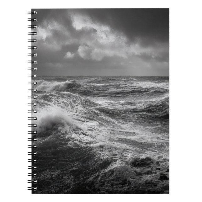 Stormy Ocean Waves Black Notebook Notizblock (Vorderseite)