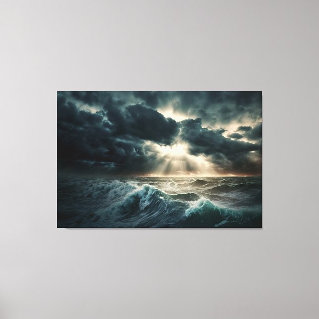Stormy Ocean Waves Stretched Canvas Print Leinwanddruck (Vorderseite)