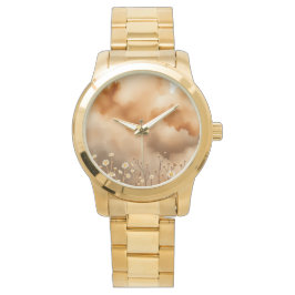 Stormy Orange Sky Kleine Blume Wrist Armbanduhr