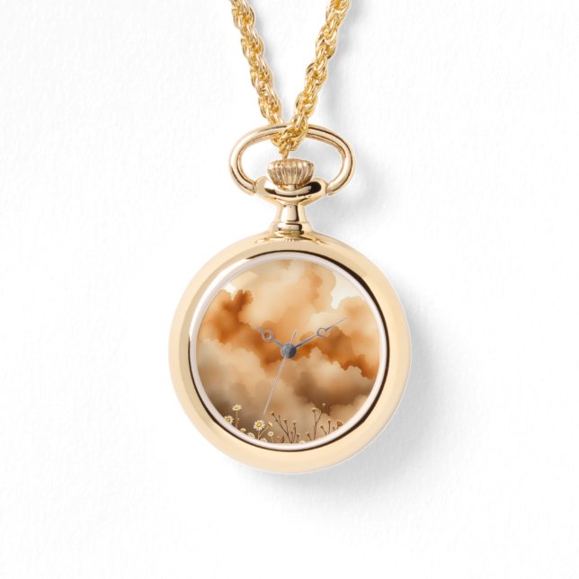 Stormy Orange Sky Little Blume Necklace Armbanduhr (Vorderseite)