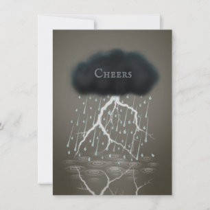 Stormy Rain Cloud & Lightning Sepia Personalisiert Mitteilungskarte