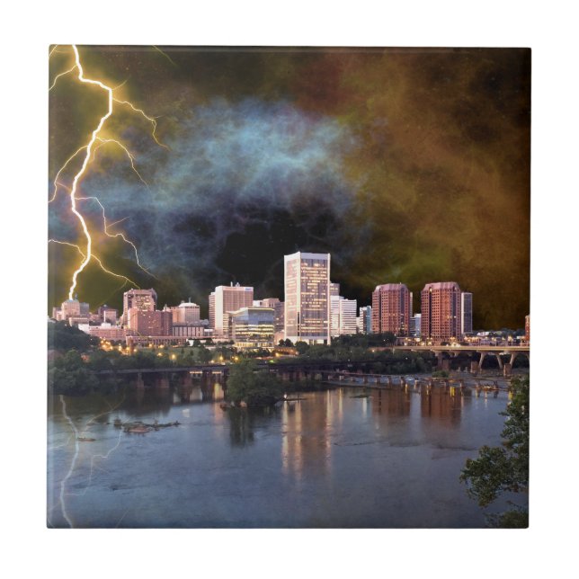 Stormy Richmond Skyline Fliese (Vorderseite)