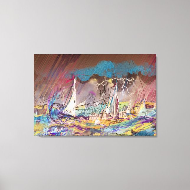 STORMY SAILBOATS LEINWANDDRUCK (Vorderseite)