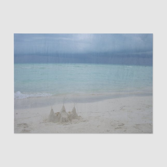 Stormy Sandcastle Beach Landscape Foto Seidenpapier (Vorderseite)