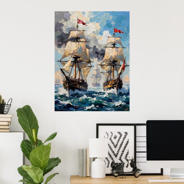 Stormy Sea Battle Poster (Heimbüro)