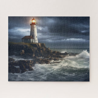 Stormy Seas Lighthouse: 16 Zoll x 20 Zoll Küste