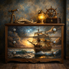 Stormy Seas Tall Ship Decoupage Seidenpapier