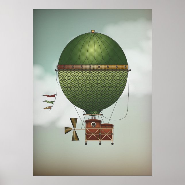 Stormy Skies Airship Citronnier | Steampunk Travel Poster (Vorne)