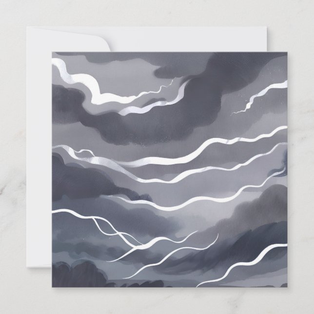 Stormy Skies | Dunkle Aquarellkarte (Vorderseite)
