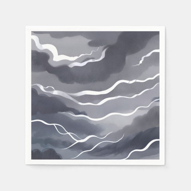 Stormy Skies | Dunkle Wasserfarbe Serviette (Vorderseite)