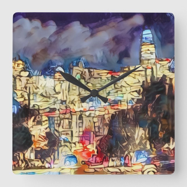 Stormy time für San Francisco Quadratische Wanduhr (Vorderseite)