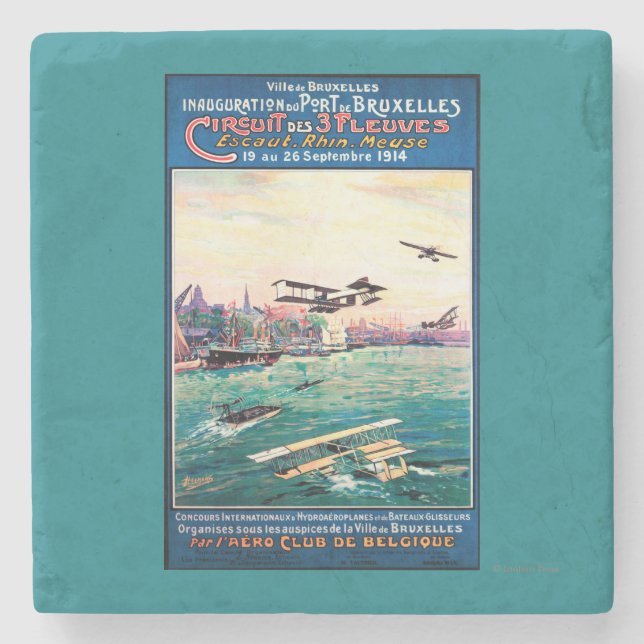 Storniertes Flugboot-Werbeplakat Steinuntersetzer (Vorderseite)