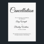 Stornierung einer Hochzeit Ankündigung Elegante Ka<br><div class="desc">Hier ist eine einfache Karte, um Ihre Gäste zu benachrichtigen, wenn es notwendig ist, anzukündigen, dass Ihre Hochzeit abgesagt wurde. Verwenden Sie die Vorlagenfelder, um Ihre persönlichen Daten hinzuzufügen und dieses elegante, minimalistische Design zu Ihrem eigenen zu machen. Der weiße Hintergrund kann in eine beliebige Farbe geändert werden. Alle Schriftart...</div>