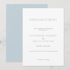 Stornierung einer White & Blue Hochzeit Einladung