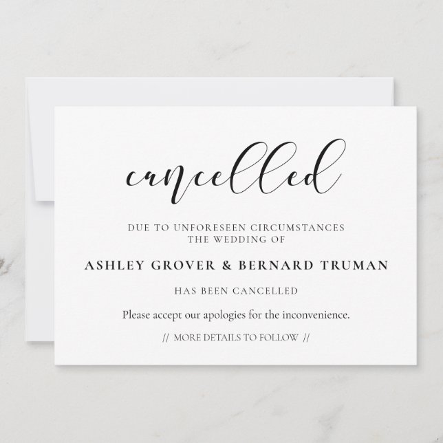 Stornierungskarte Einladung (Vorderseite)