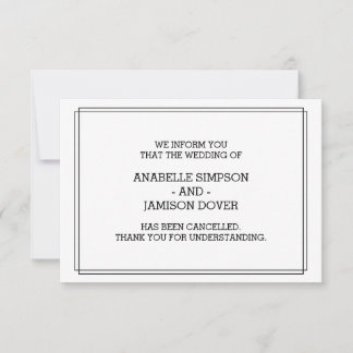 Stornierungskarten für Hochzeiten Ankündigung