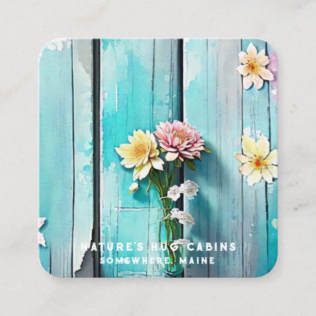 *~* Störte QR AP49 Blume Pastelholz Quadratische Visitenkarte (Vorderseite)