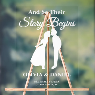 Story Begins Editable Wedding Welcome Acrylschild