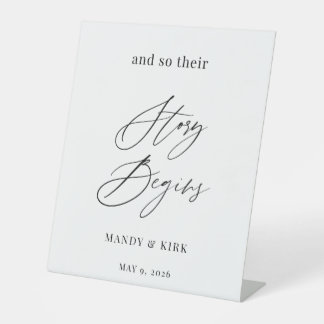  Story Begins Wedding Welcome Sign Banner Sockelschild