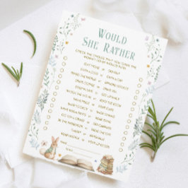 Story Book Baby Shower Would She Rather Game Card Einladung