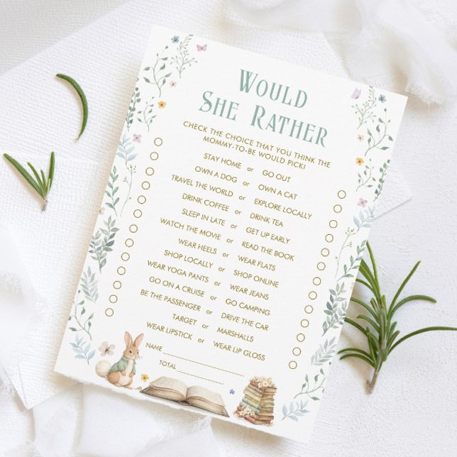 Story Book Baby Shower Would She Rather Game Card Einladung (Von Creator hochgeladen)