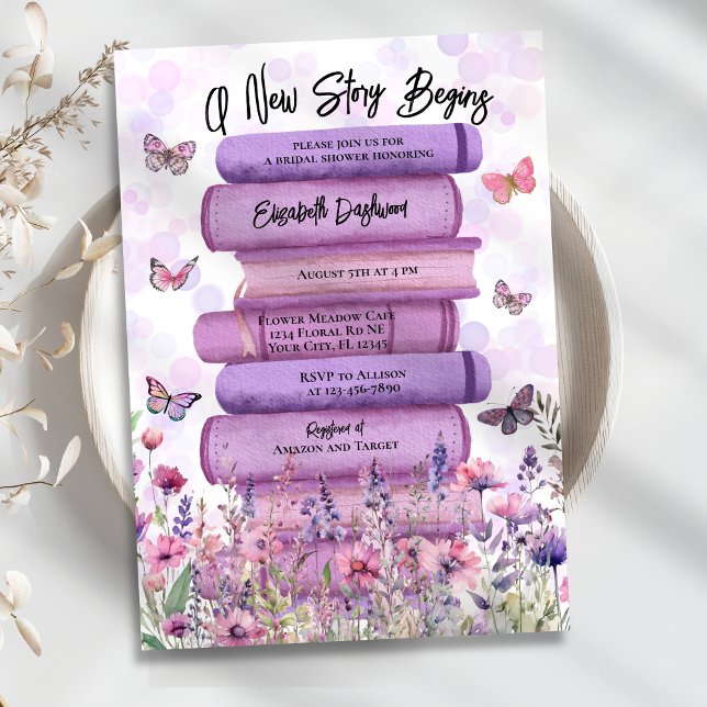 Story Book Butterflies Wildblumen Brautparty Einladung (Von Creator hochgeladen)