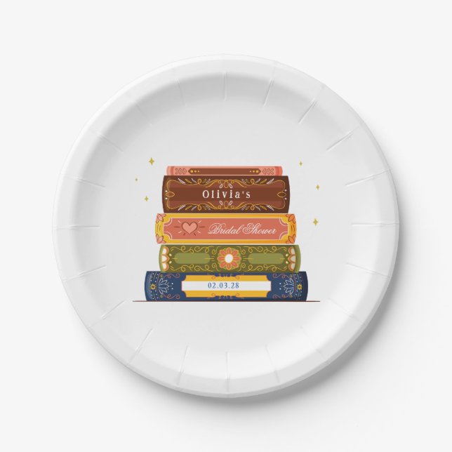 Story Book Library zum nächsten Kapitel-Brautparty Pappteller (Vorderseite)