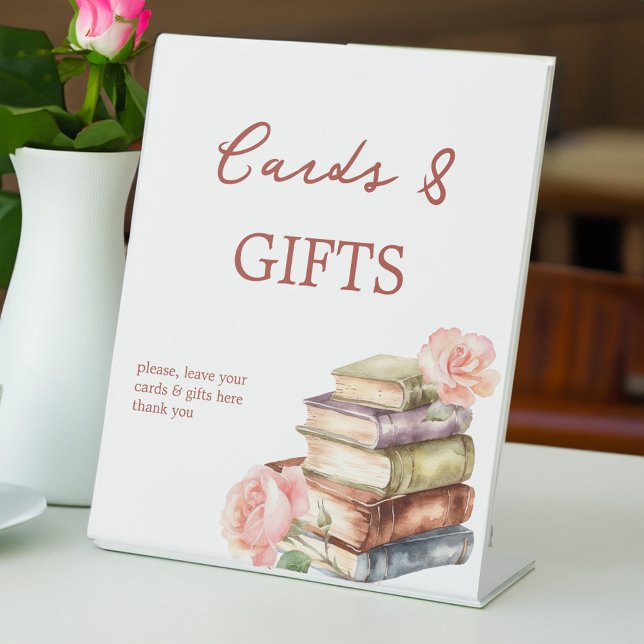 Story book new kapitel Brautparty geschenke table Sockelschild (Story book new chapter bridal shower gifts table pedestal sign personalized table decor)