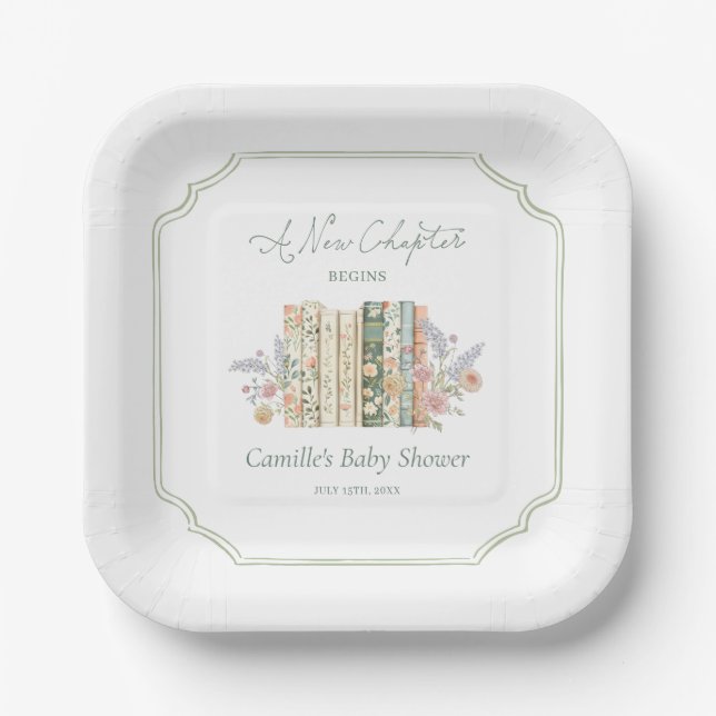 Storybook Baby Shower A New Chapter Paper Plates Pappteller (Vorderseite)
