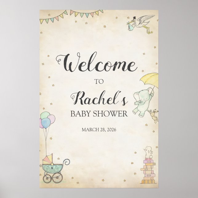 Storybook Baby Shower Welcome Poster (Vorne)