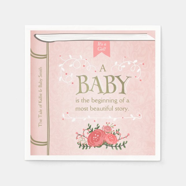 Storybook Baby Showpaper Napkin Pink Girl Serviette (Vorderseite)