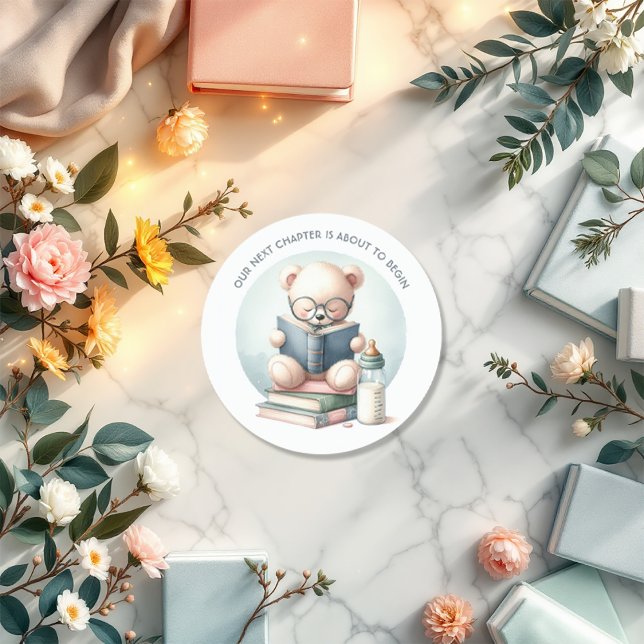 Storybook Babydusche Runder Aufkleber (Storybook Baby Shower Classic Round Sticker)