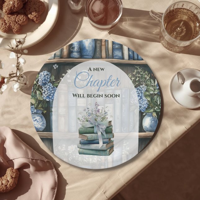 Storybook Blue Boy Library Book Baby Shower Pappteller (Von Creator hochgeladen)