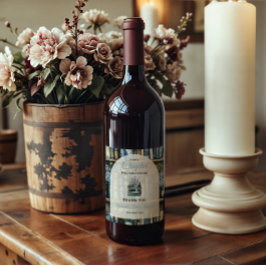 Storybook Blue Boy Library Book Baby Shower Weinetikett