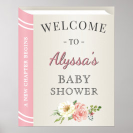 Storybook Book Cover Baby Girl Dusche Willkommen Poster