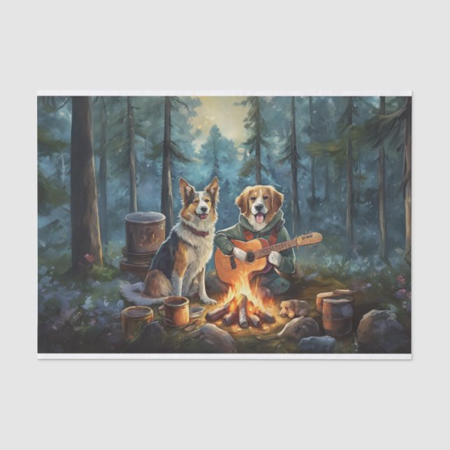 Storybook Campfire Hunde, Musik im Freien Seidenpapier (Vorderseite)