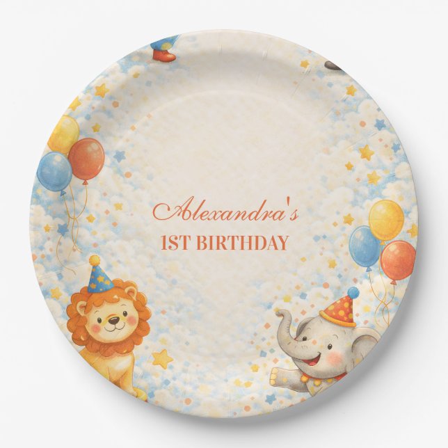 Storybook Circus Friends Birthday Pappteller (Vorderseite)