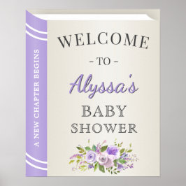 Storybook Cover Lavender Girl Baby Dusche Willkomm Poster