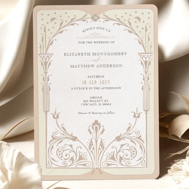 Storybook Cream Taupe Elegance Einladung Hochzeit (Von Creator hochgeladen)