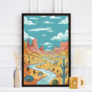 Storybook Desert Canyon Illustration Fotodruck