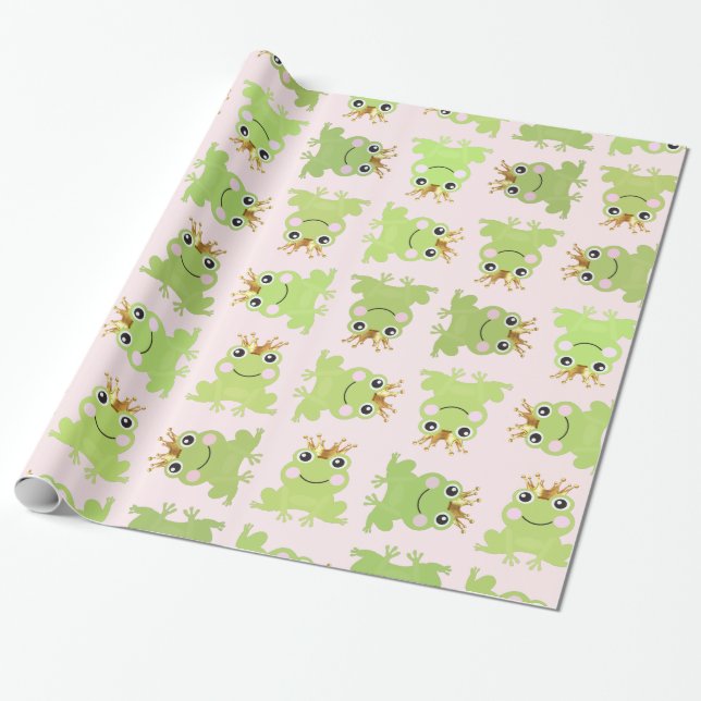 Storybook Fairy Tale Frog Prince Baby Dusche Rosa Geschenkpapier (Ungerollt)