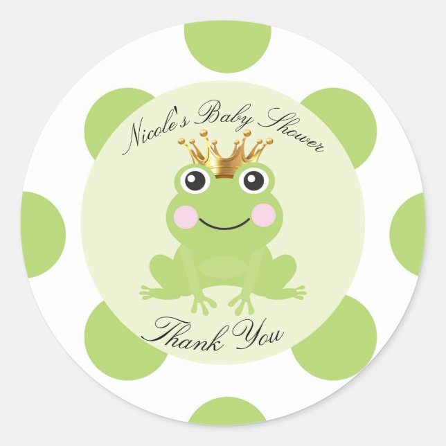 Storybook Fairy Tale Frog Prince Baby Dusche Runder Aufkleber (Vorderseite)