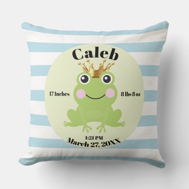 Storybook Fairy Tale Frog Prince Blue Birth Gesche Kissen (Vorderseite)