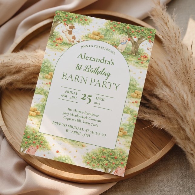 Storybook Farm Animals First Birthday Einladung (Von Creator hochgeladen)
