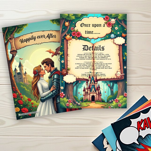 Storybook Forest Woodland Castle Fairytale Wedding Begleitkarte (Von Creator hochgeladen)