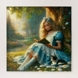 Storybook Girl Reading in an Enchanted Forest