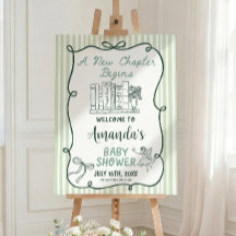 Storybook Green Baby Shower Welcome Sign