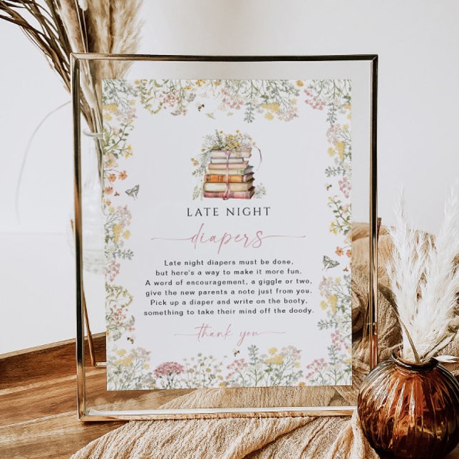 Storybook Late Night Diapers Game Sign Wildblume Poster (Von Creator hochgeladen)